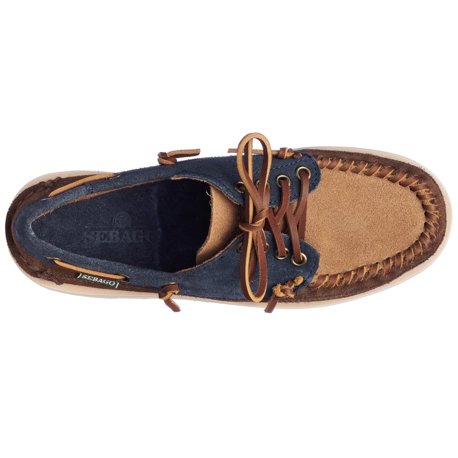 Cayuga Dames-marineblauw & Cognac & Donkerbruin Sebago Be