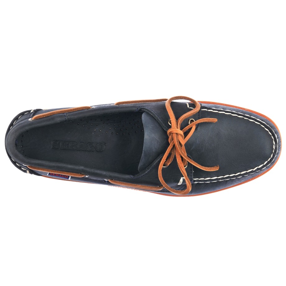 Docksides Portland Crazy H-navy Blue & Brown Sebago Be