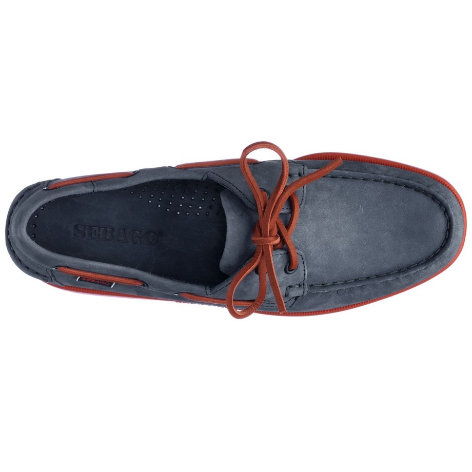 Docksides Portland Nubuk-navy Blauw & Rood Sebago Be