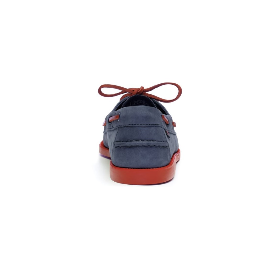 Docksides Portland Nubuk-navy Blauw & Rood Sebago Be