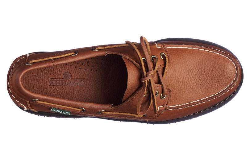 Bruin-donkerbruin Sebago Be Slug Mocassin Van Getrommeld Leer