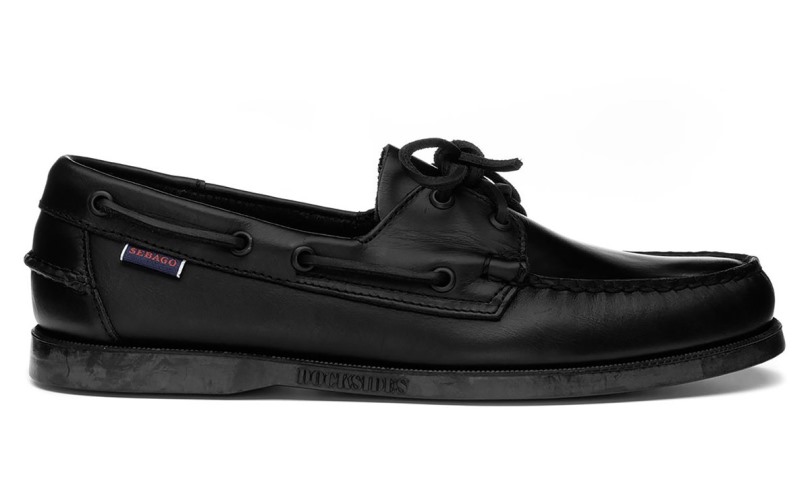 Sebago Be Total Black Streven Gewaxte Leren Bootschoen