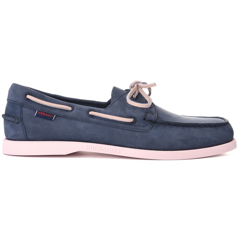Sebago Be Docksides Portland Nubuk-navy Blauw & Roze