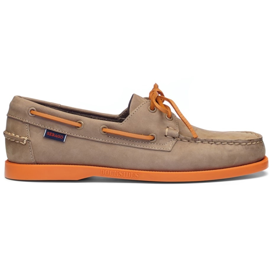 Sebago Be Docksides Portland Nubuk-taupe & Oranje